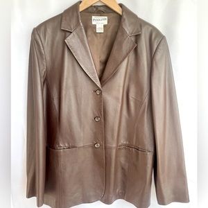 Pendleton 100% Leather Womens Blazer Jacket, Supple Rich Brown, size Large / XL